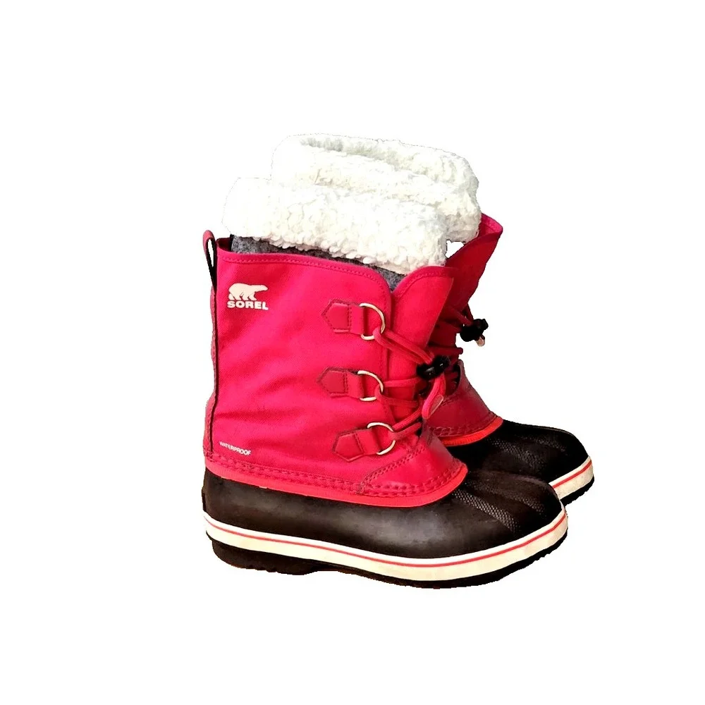 Sorel Kids Yoot PAC Nylon Haute Pink Waterproof Snow boots Kids Size 4
